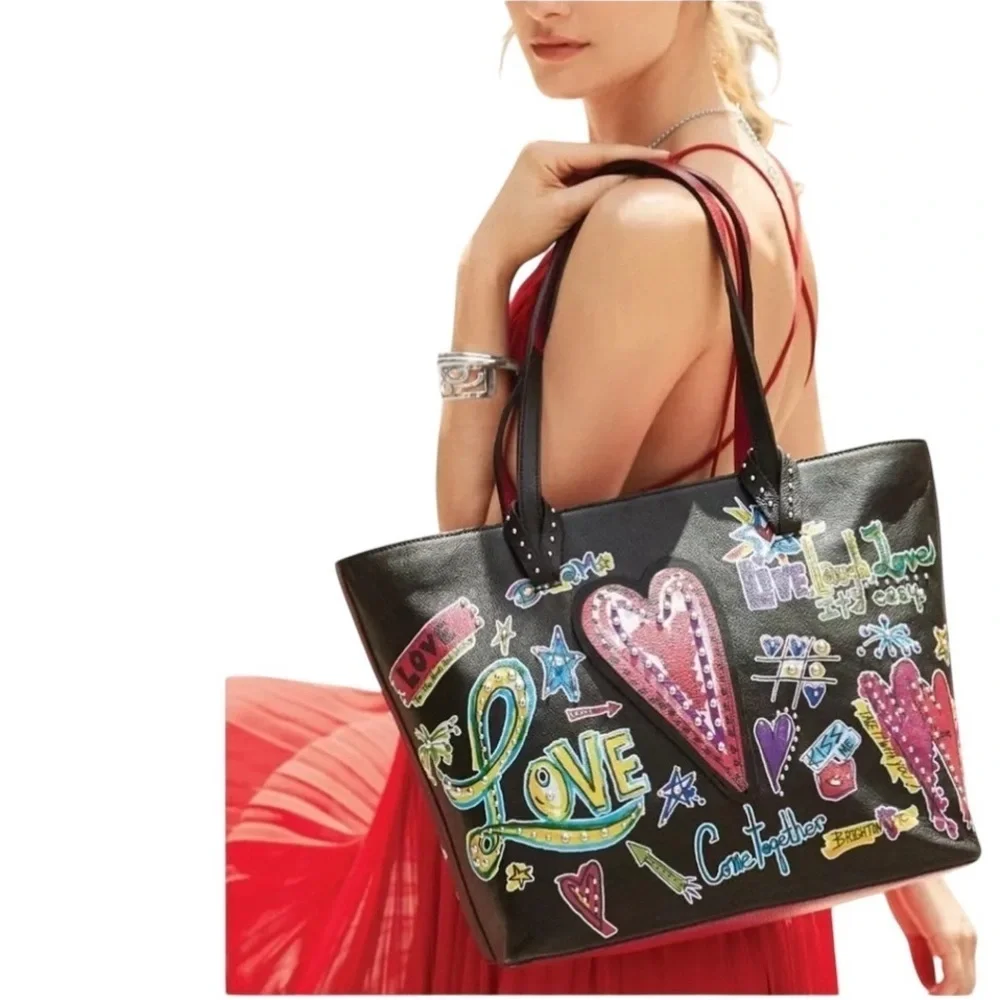 Retired Brighton fashionista leather hearts love‎ tote bag